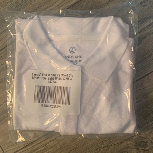 NWT LANDS' END WOMEN'S SHORT SLEEVE‎ MESH POLO SHIRT WHITE PXS & SMALL - Picture 4 of 11
